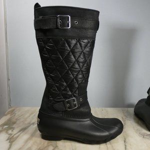 Sperry Calf High Boot Winter Leather and Quilted Nylon 8 Black